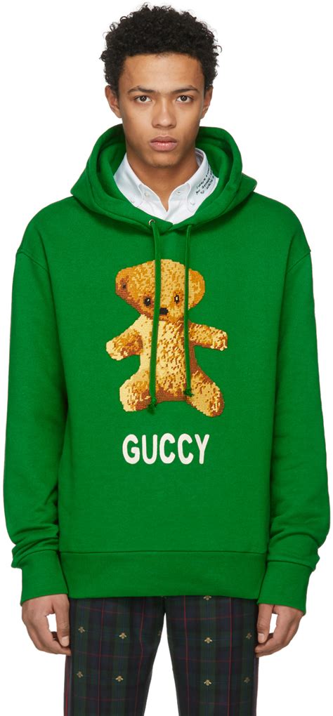 gucci guccy bear hoodie green|Gucci oversized hoodie.